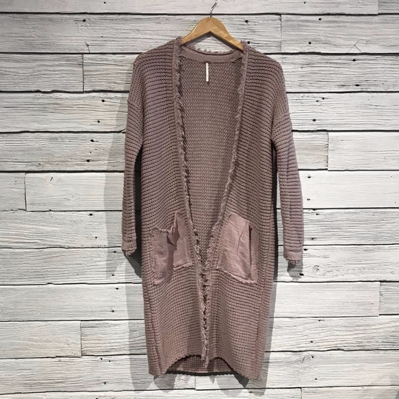 Free People Sweaters - NWT Free People Longline Woodstock Cardigan Mauve